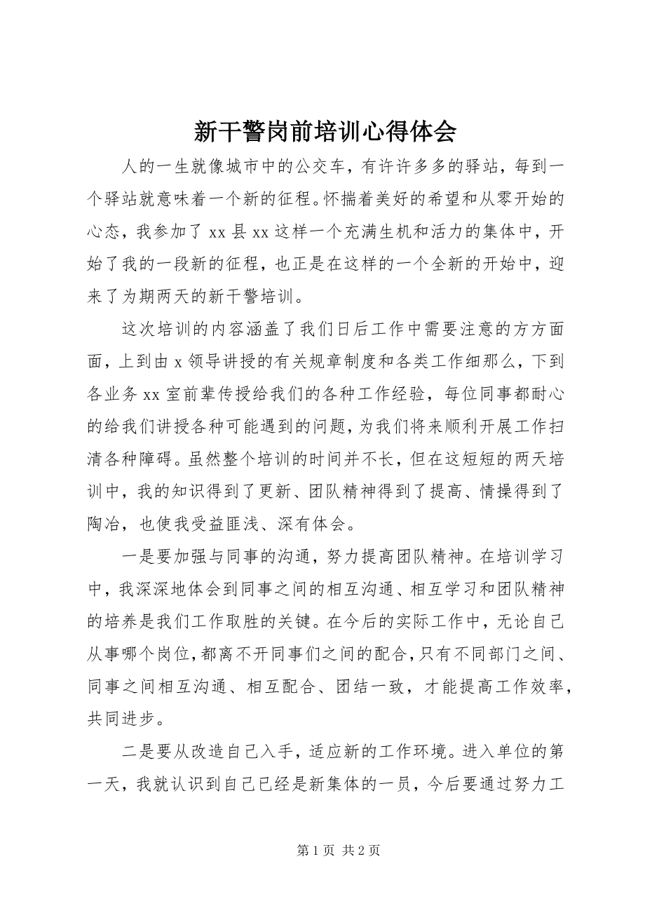 2023年新干警岗前培训心得体会.docx_第1页