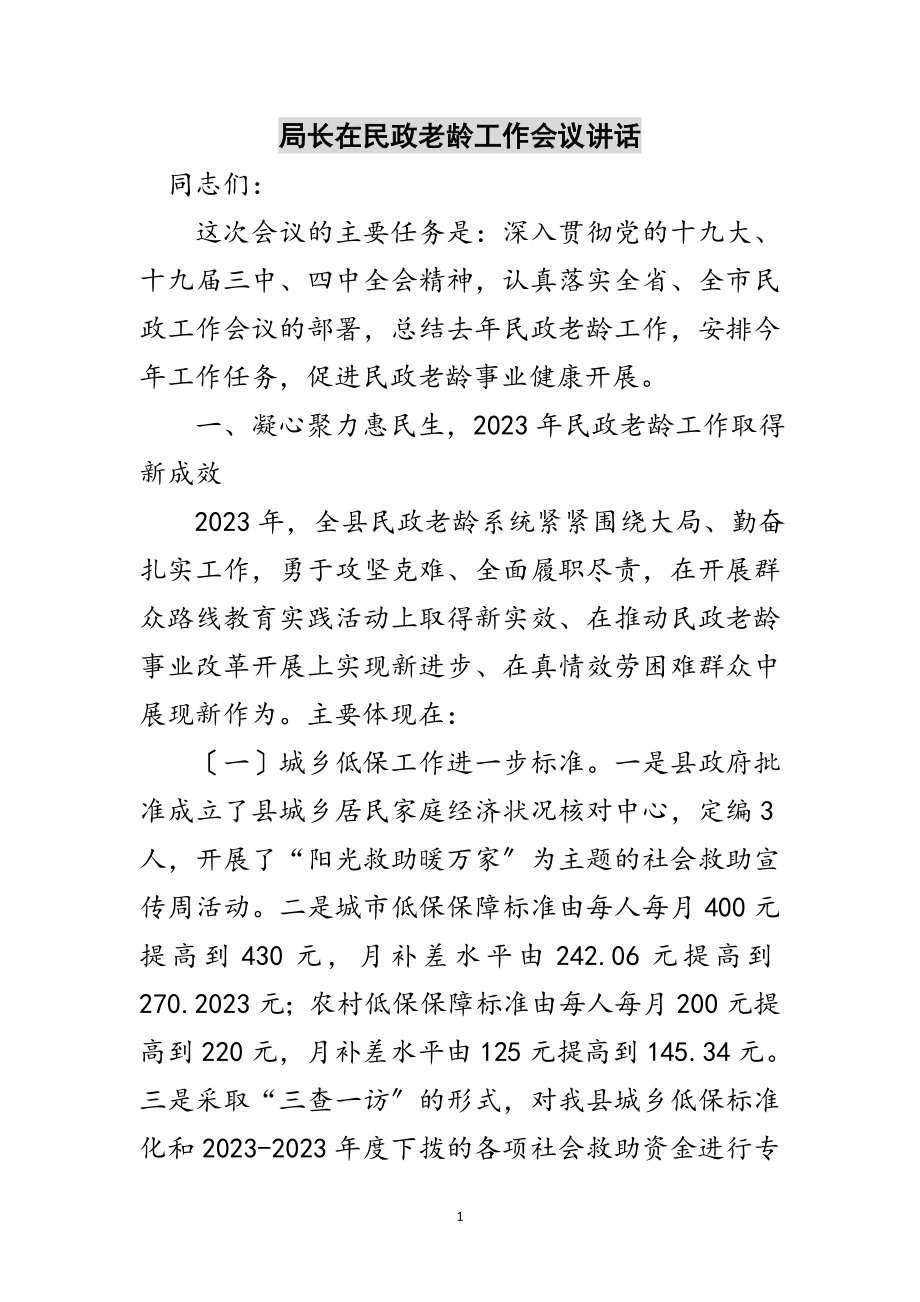 2023年局长在民政老龄工作会议讲话范文.doc_第1页