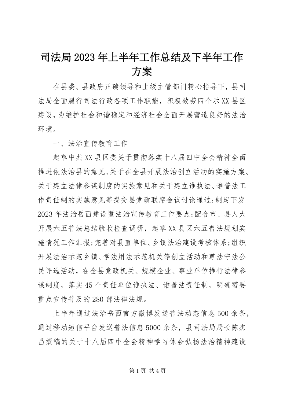 2023年司法局上半年工作总结及下半年工作计划4.docx_第1页