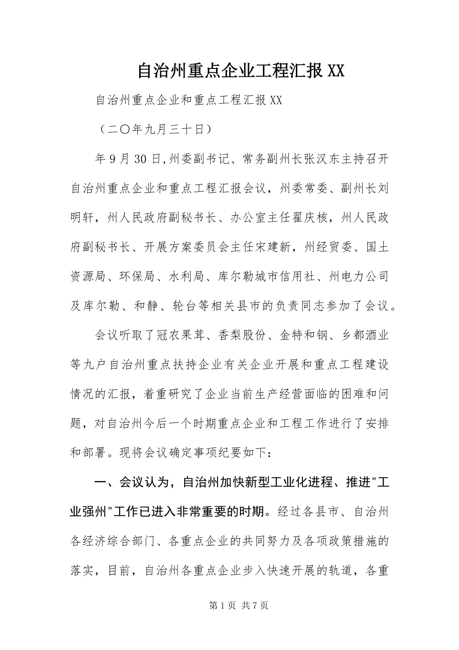 2023年自治州重点企业项目汇报XX.docx_第1页