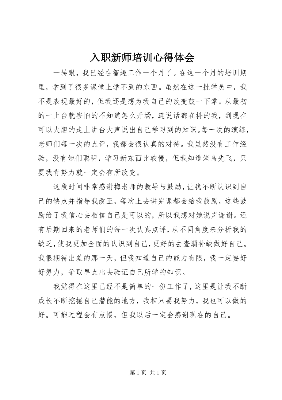 2023年入职新师培训心得体会.docx_第1页