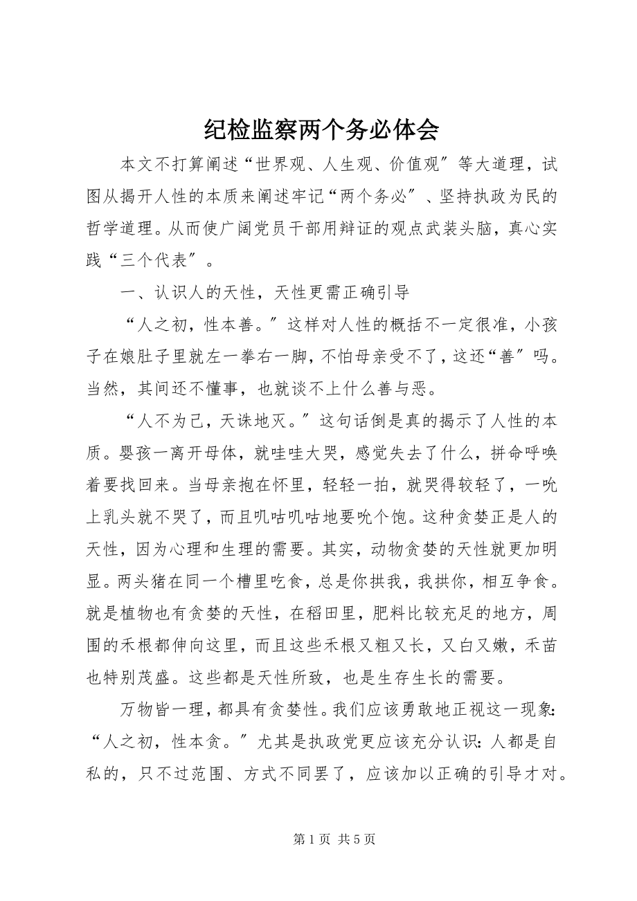 2023年纪检监察两个务必体会.docx_第1页