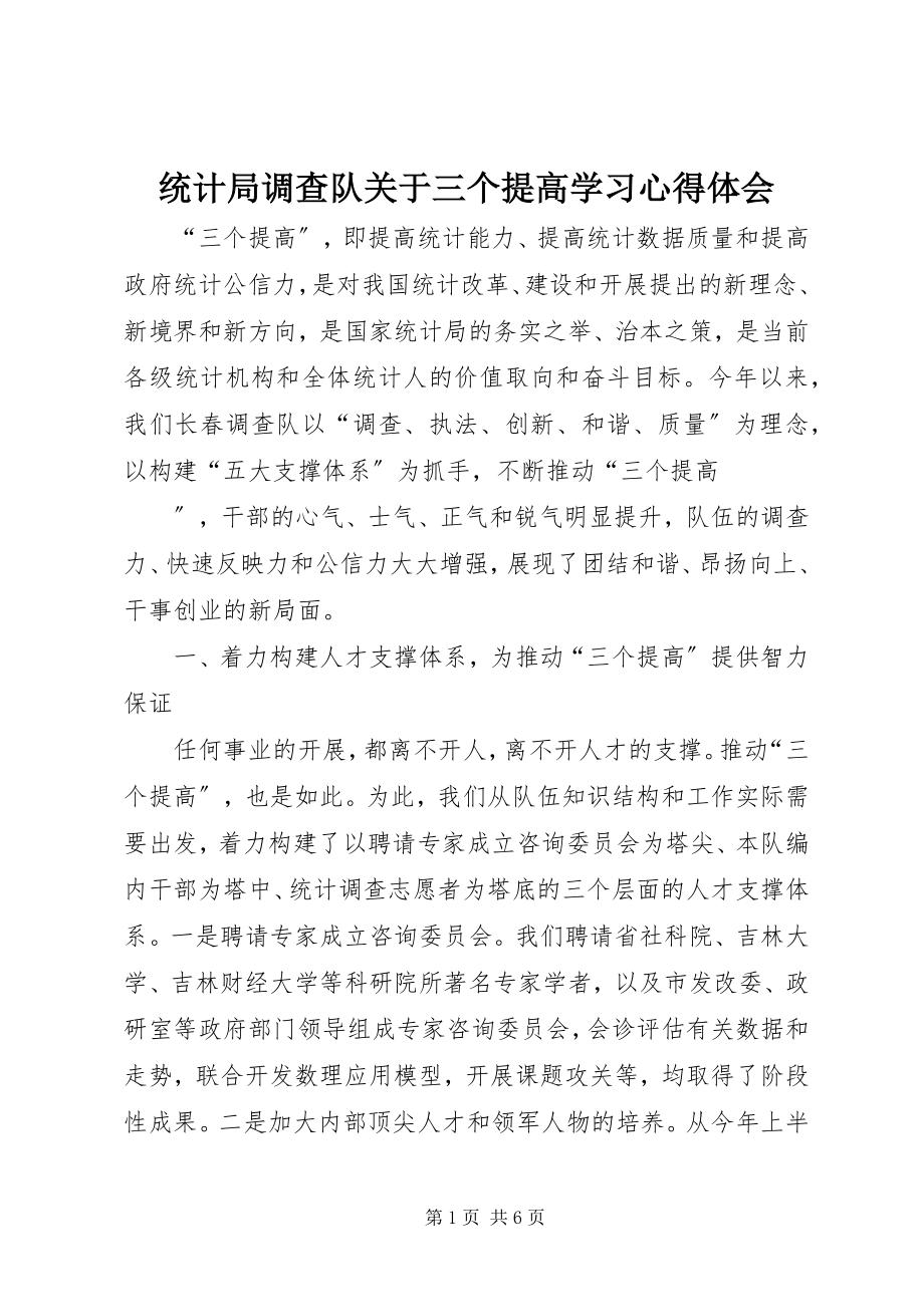 2023年统计局调查队关于三个提高学习心得体会.docx_第1页