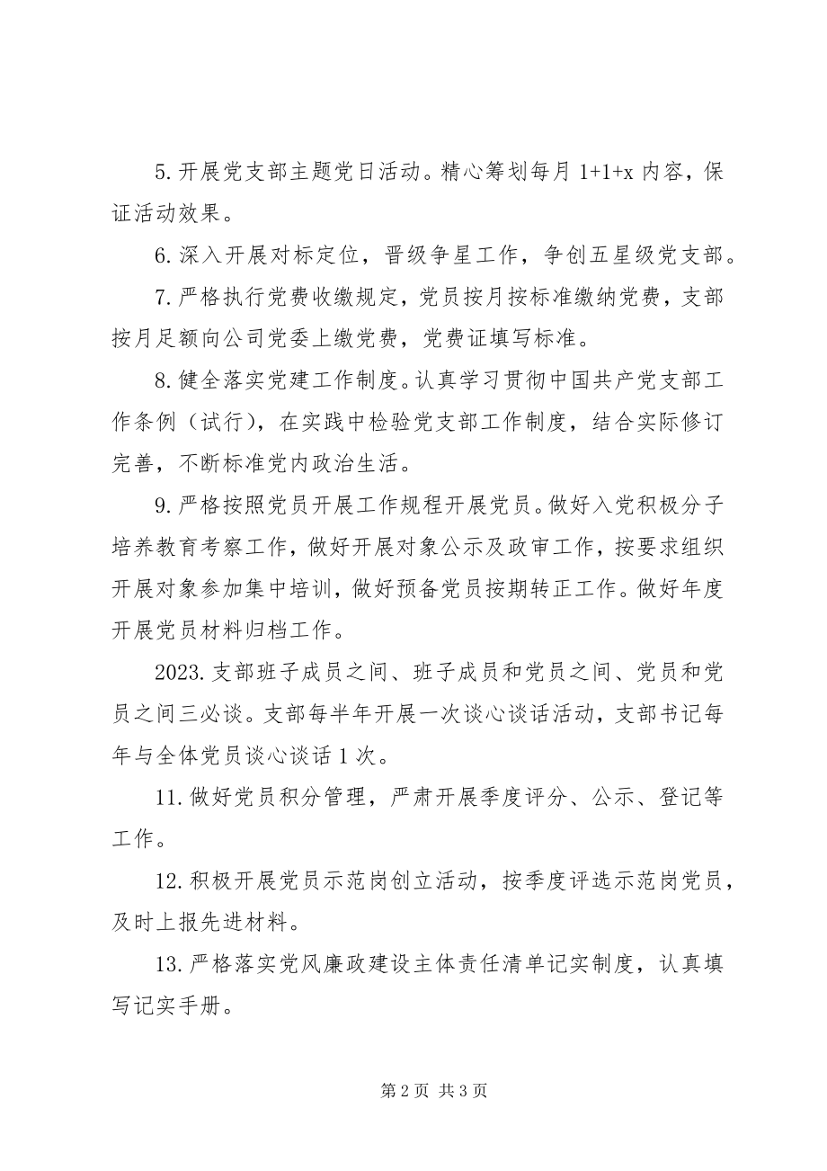 2023年公司党支部班子成员某年党建工作计划.docx_第2页