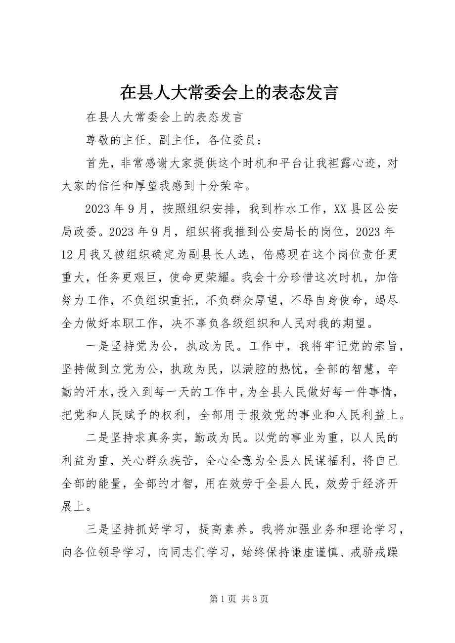 2023年在县人大常委会上的表态讲话.docx_第1页