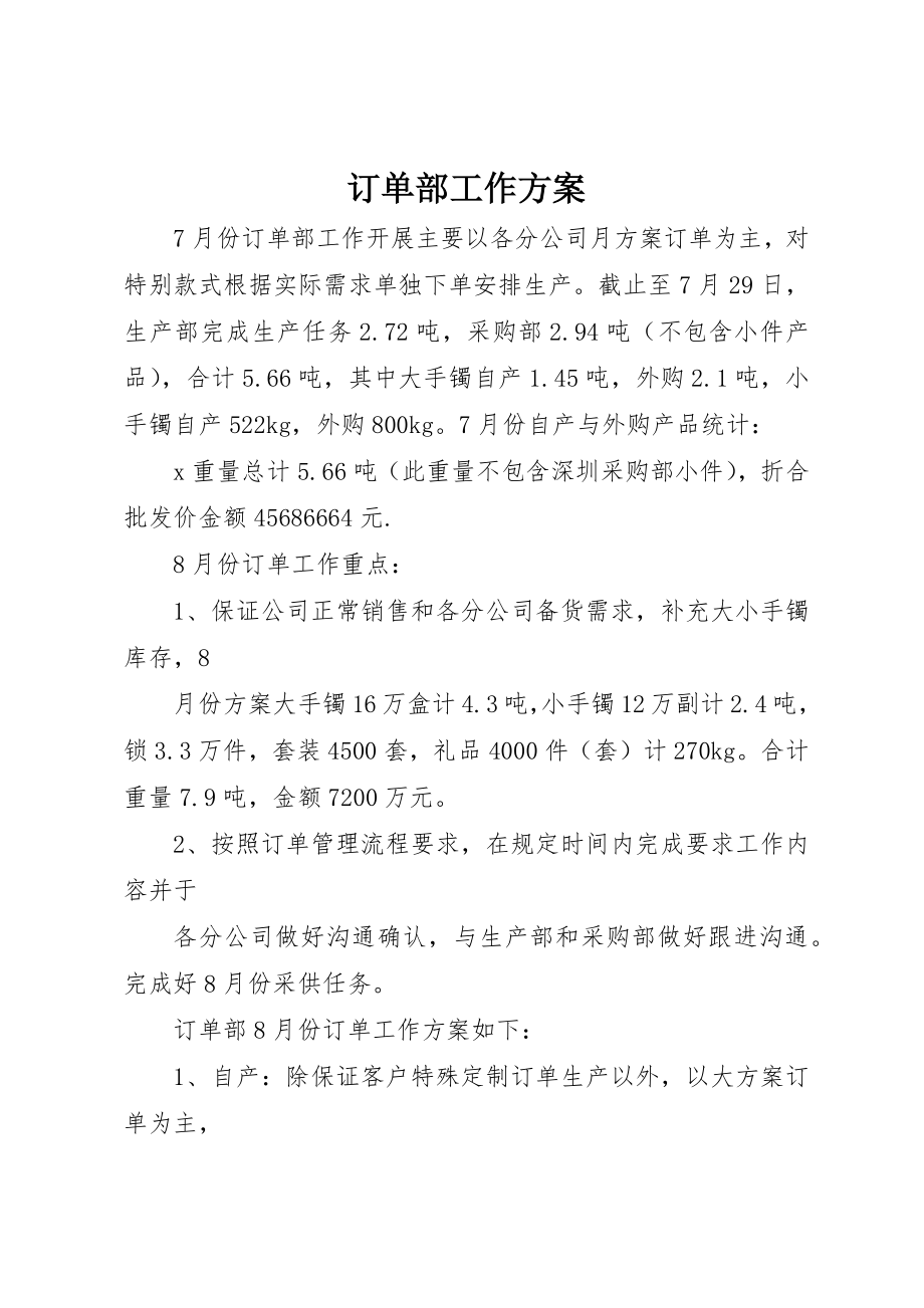 2023年订单部工作计划新编.docx_第1页