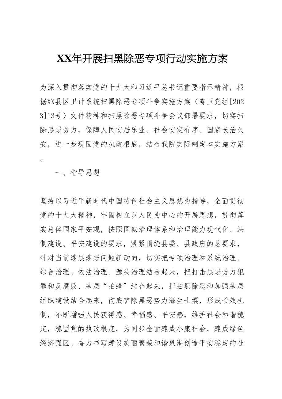 2023年开展扫黑除恶专项行动实施方案.doc_第1页