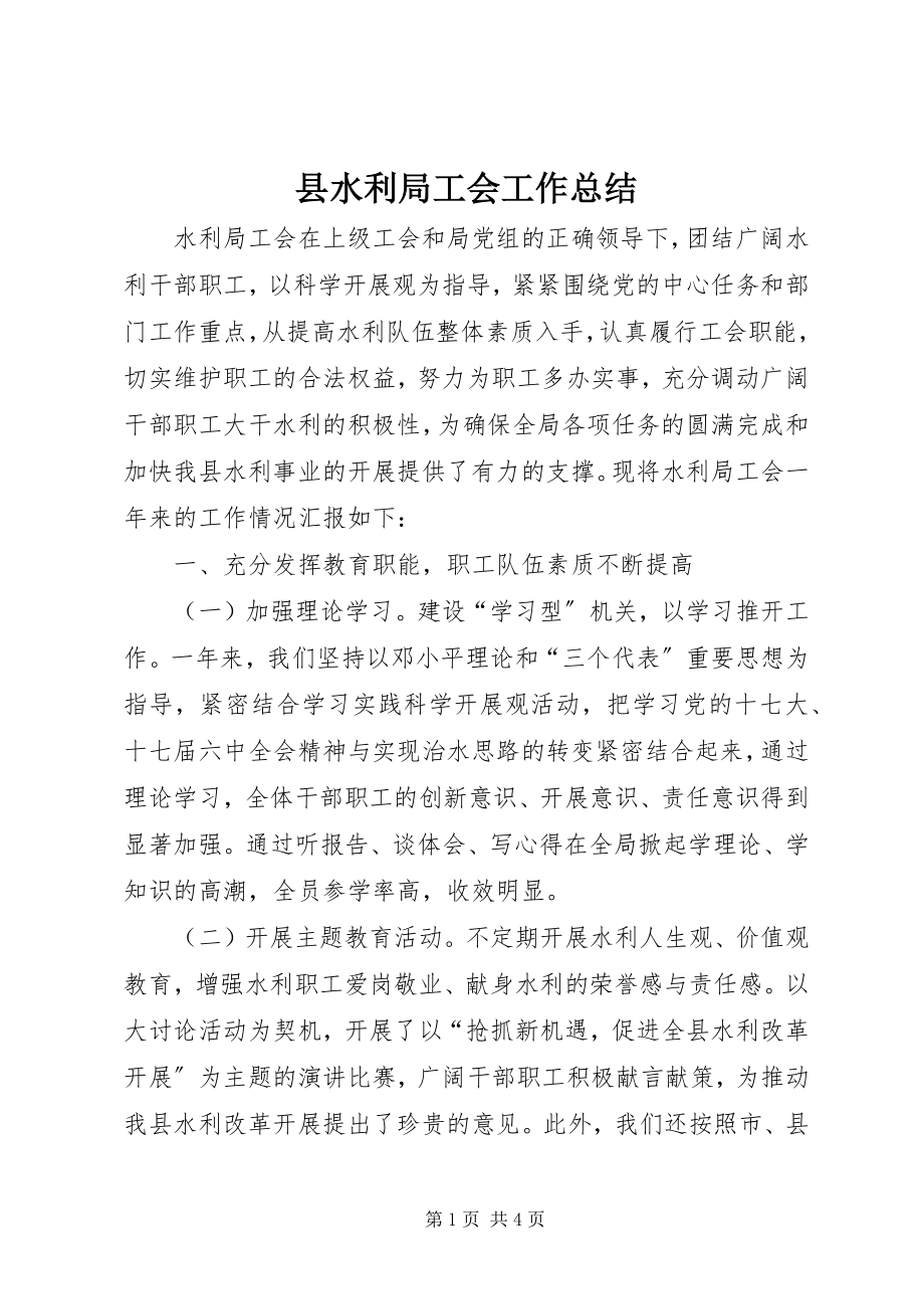 2023年县水利局工会工作总结.docx_第1页