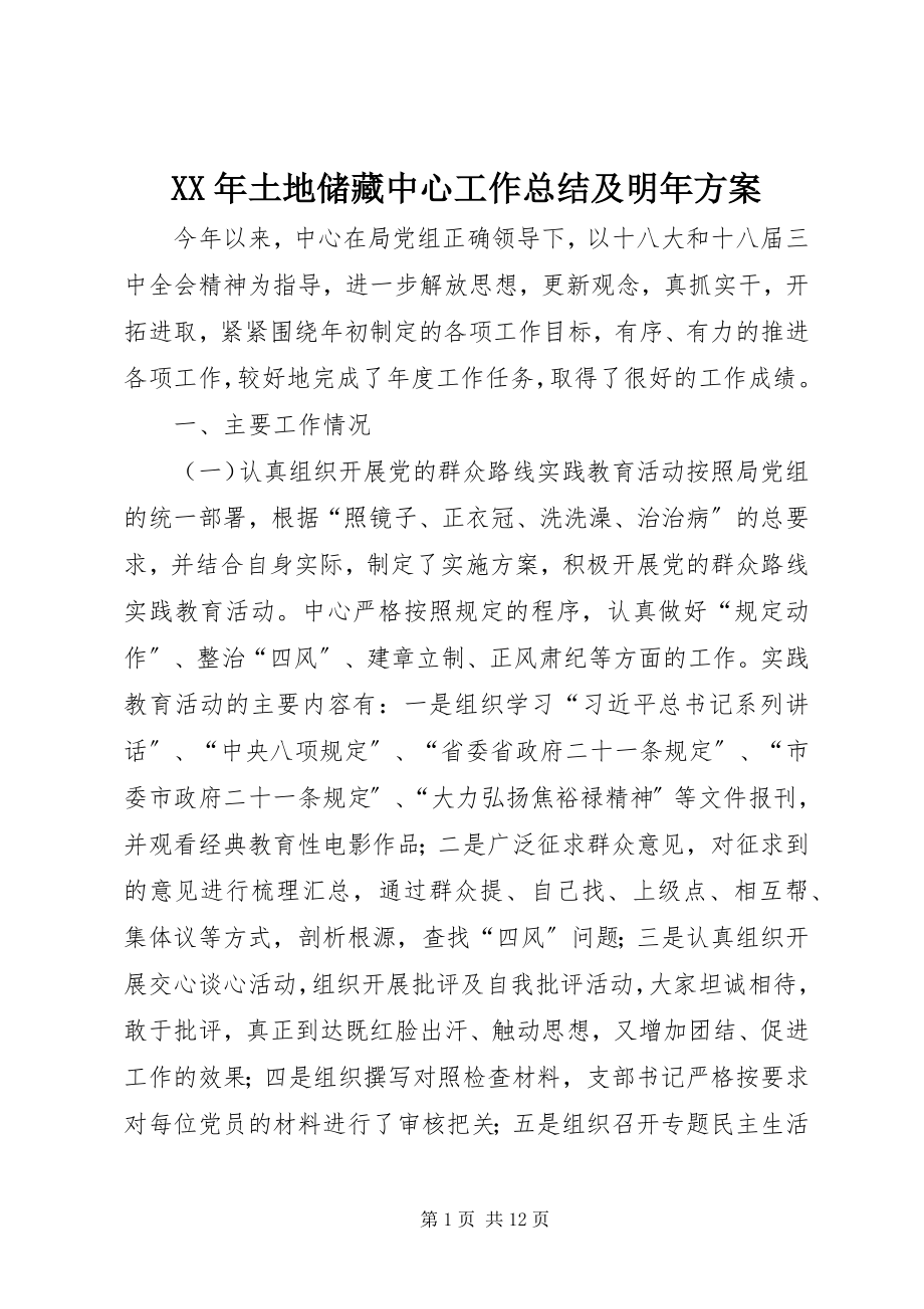 2023年土地储备中心工作总结及明年计划.docx_第1页