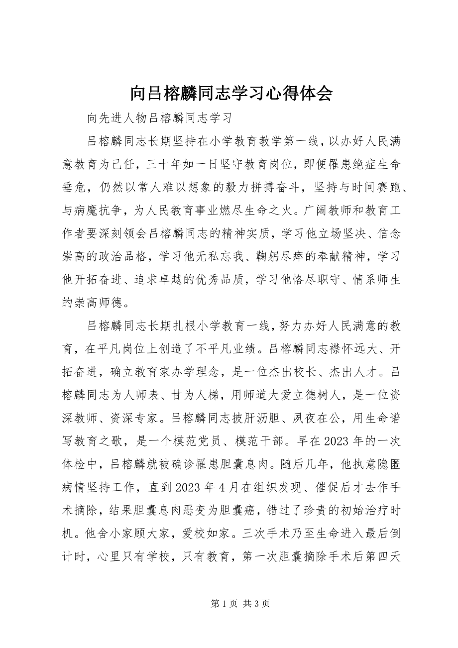 2023年向吕榕麟同志学习心得体会.docx_第1页