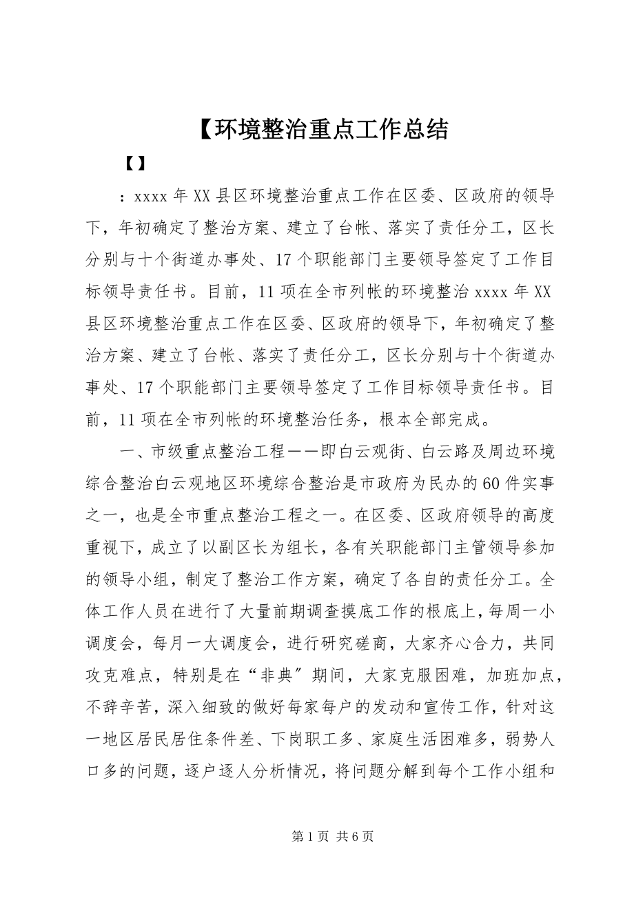 2023年环境整治重点工作总结新编.docx_第1页