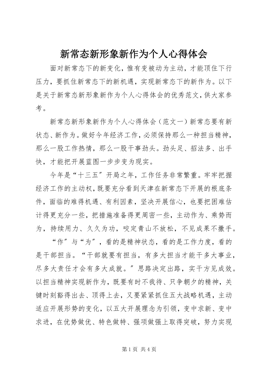 2023年新常态新形象新作为个人心得体会.docx_第1页