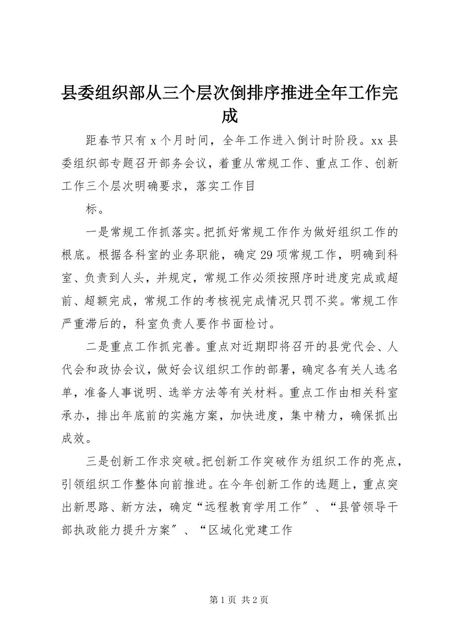 2023年县委组织部从三个层次倒排序推进全年工作完成.docx_第1页