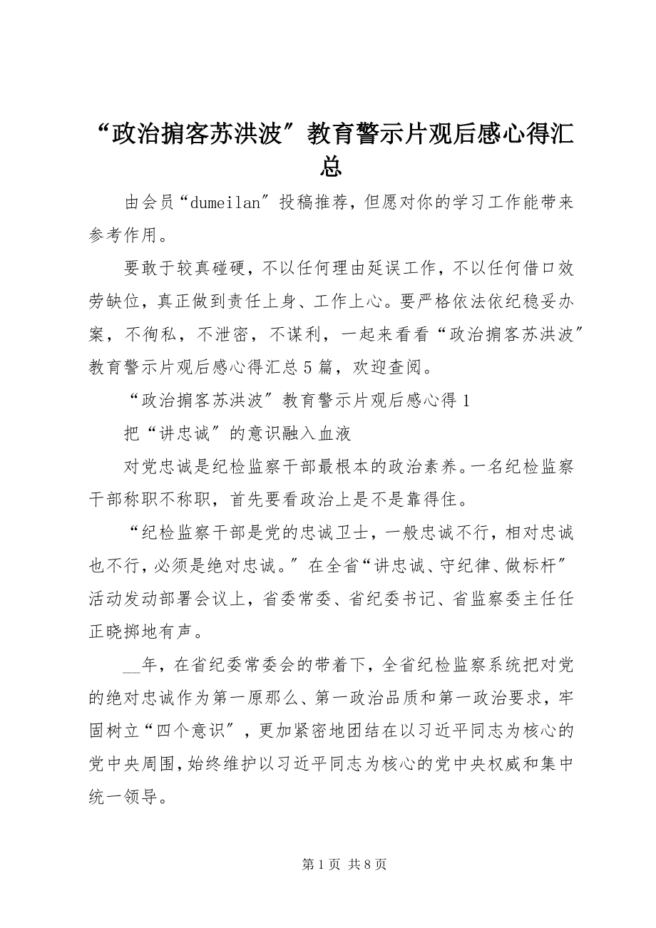 2023年“政治掮客苏洪波”教育警示片观后感心得汇总新编.docx_第1页