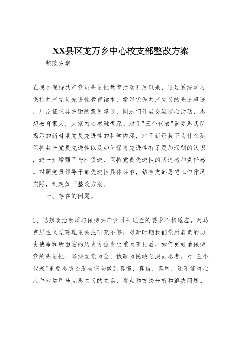 2023年县区龙万乡中心校支部整改方案.doc_第1页