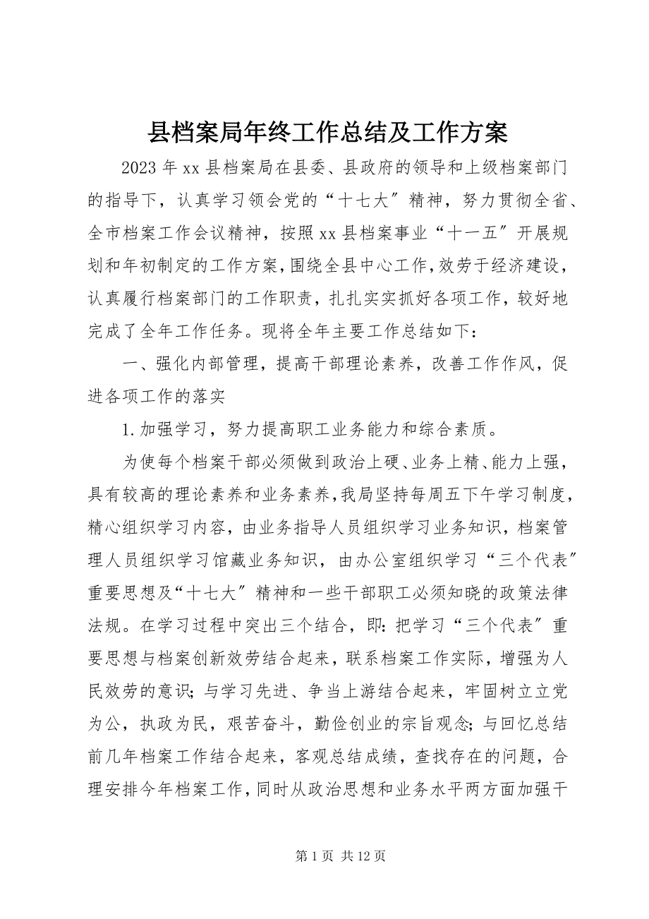 2023年县档案局年终工作总结及工作计划.docx_第1页