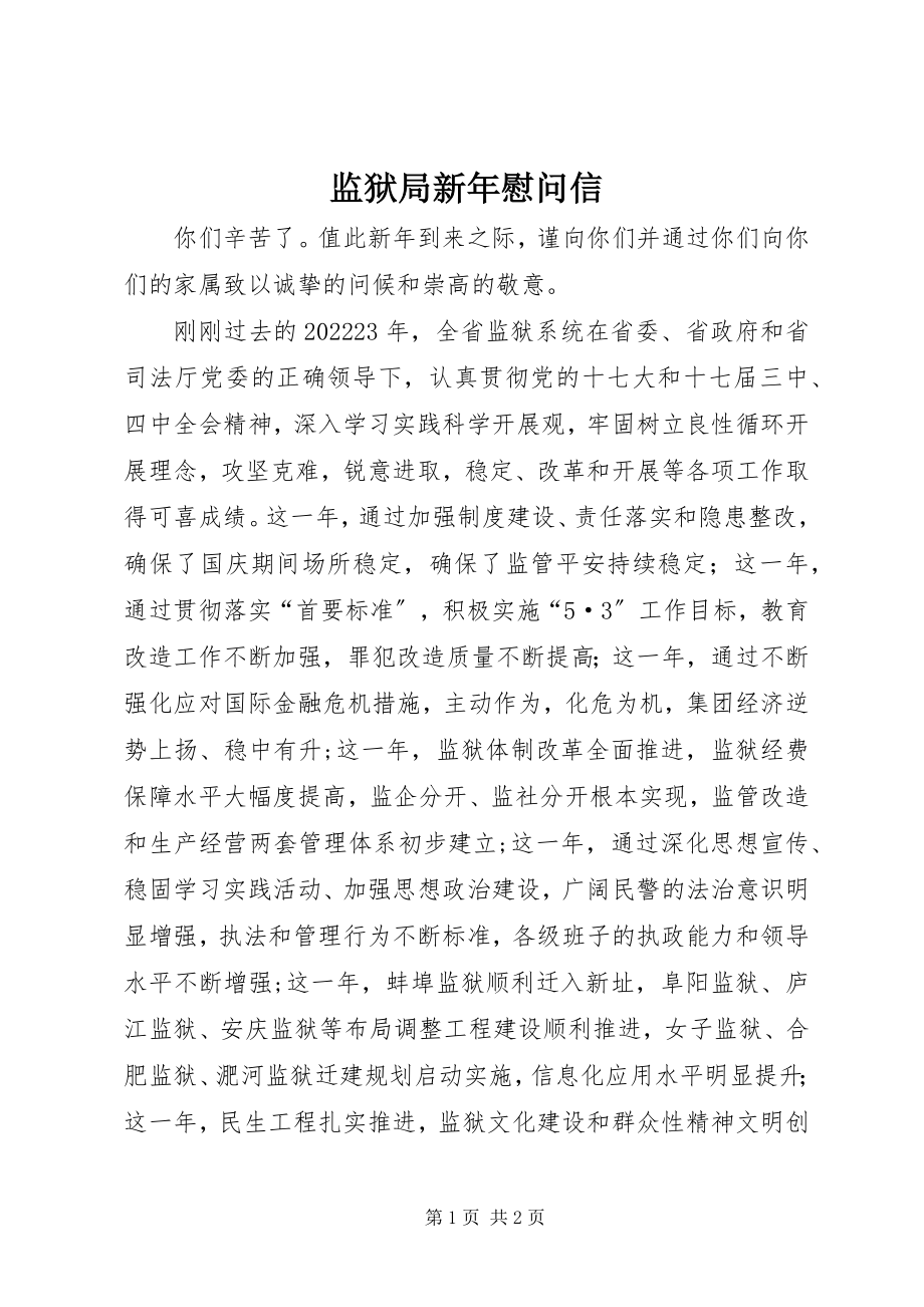 2023年监狱局新慰问信.docx_第1页