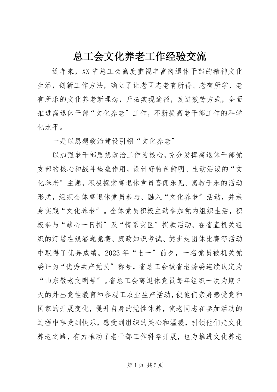 2023年总工会文化养老工作经验交流.docx_第1页