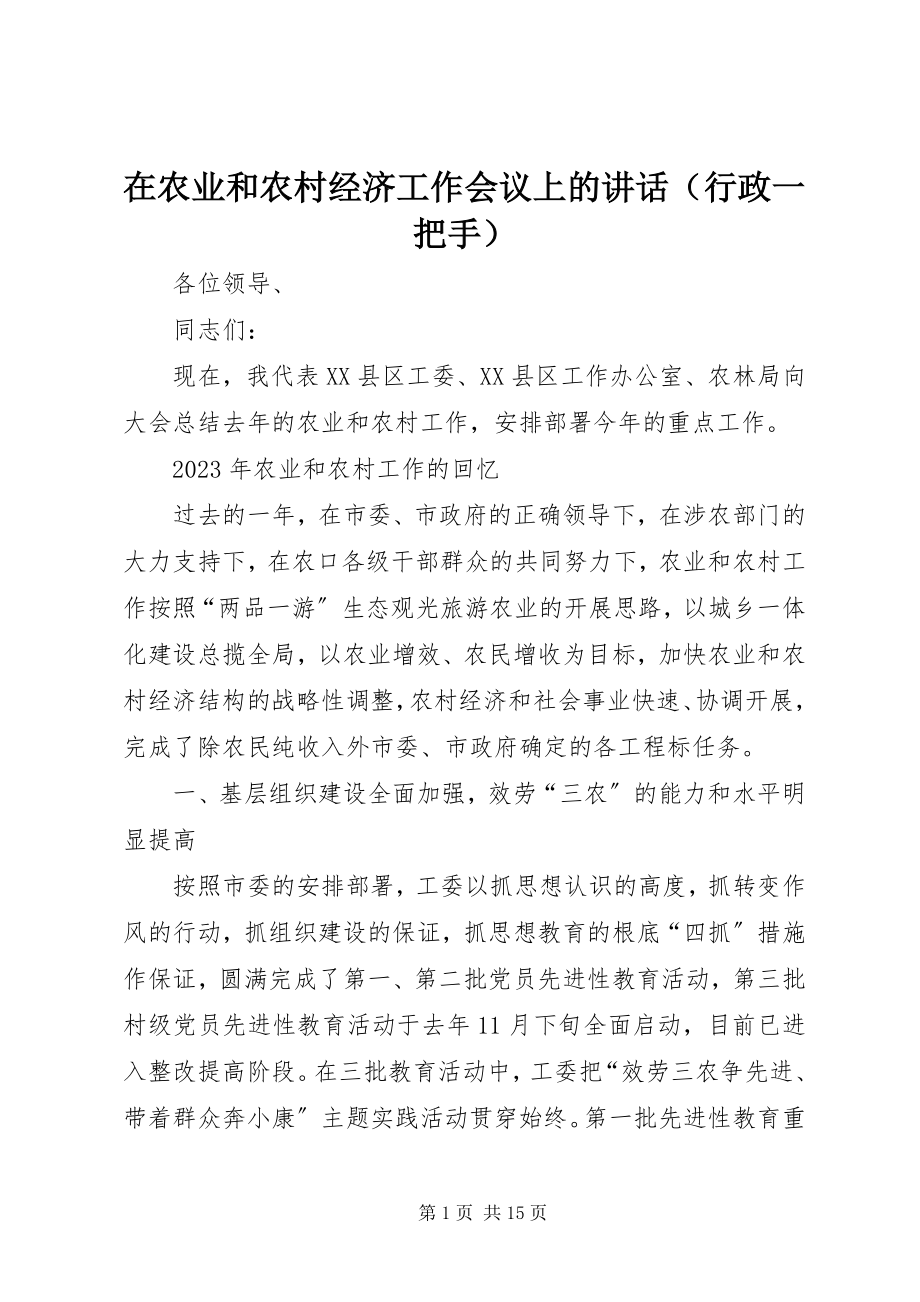 2023年在农业和农村经济工作会议上的讲话（行政一把手）.docx_第1页