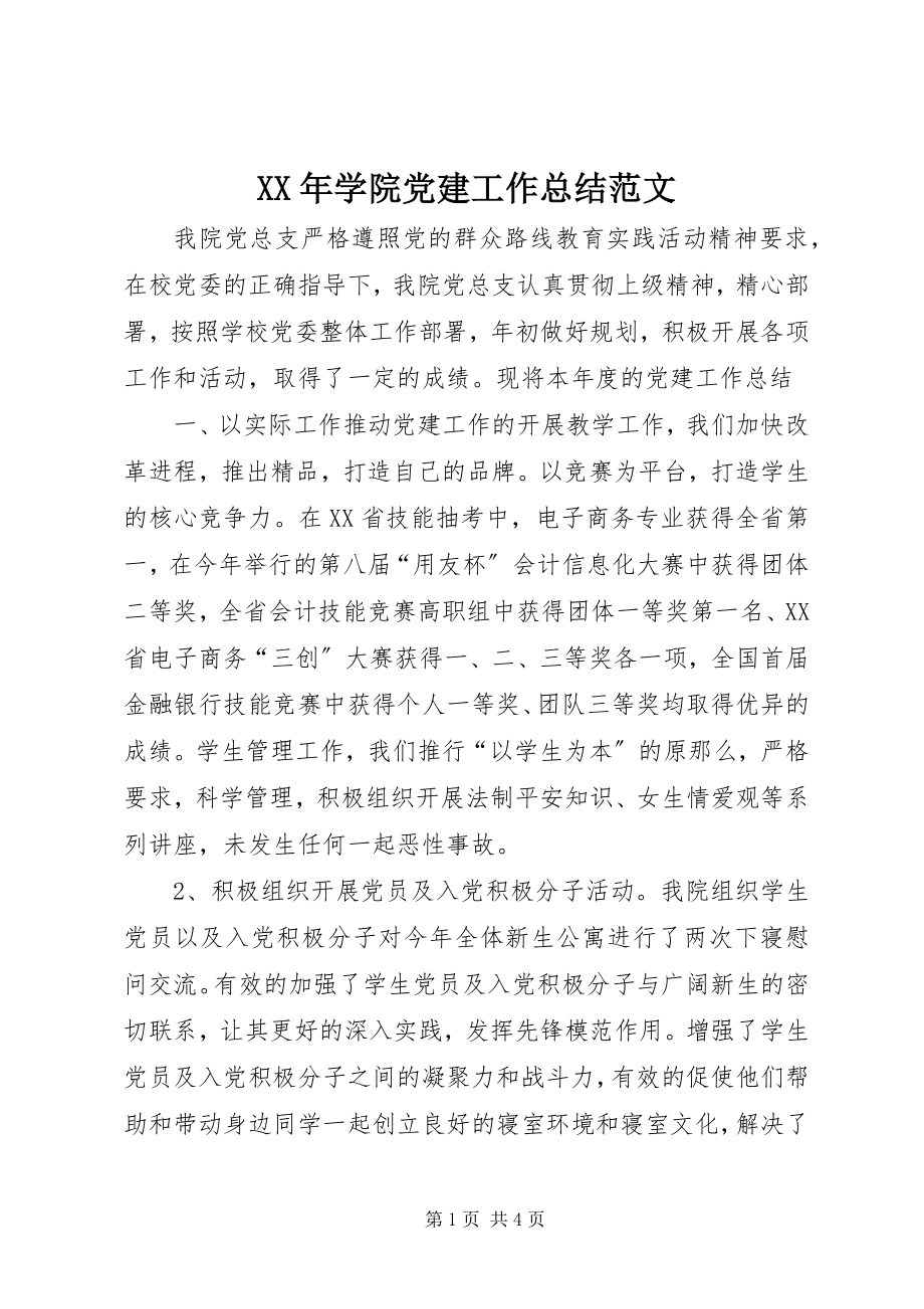 2023年学院党建工作总结.docx_第1页