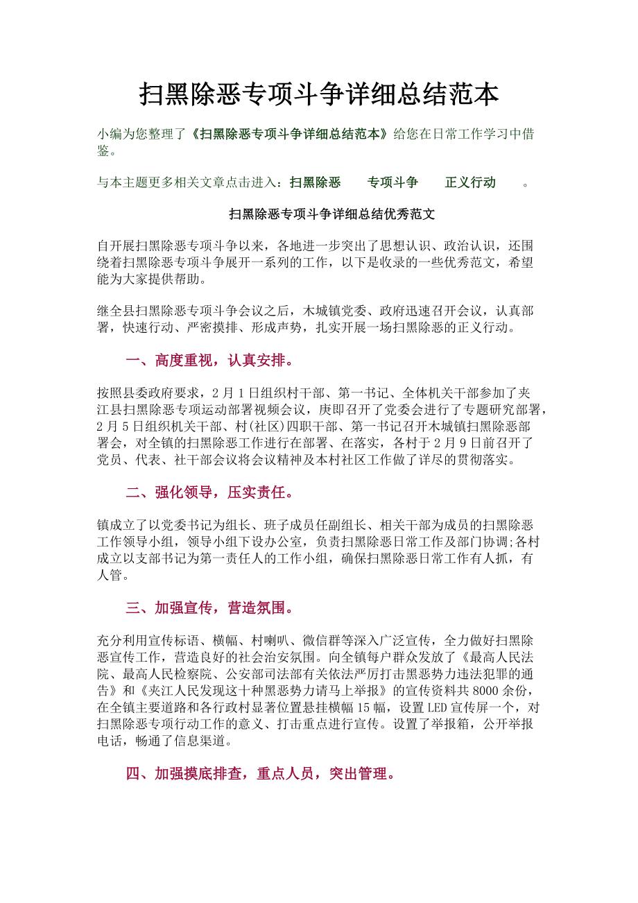 2023年扫黑除恶专项斗争详细总结范本.doc_第1页