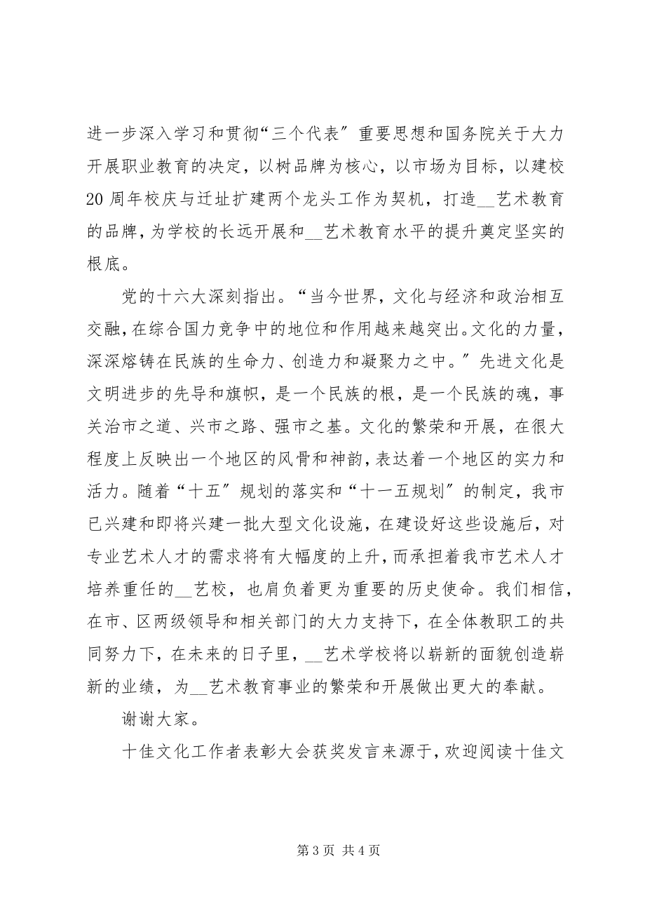 2023年十佳文化工作者表彰大会获奖讲话.docx_第3页