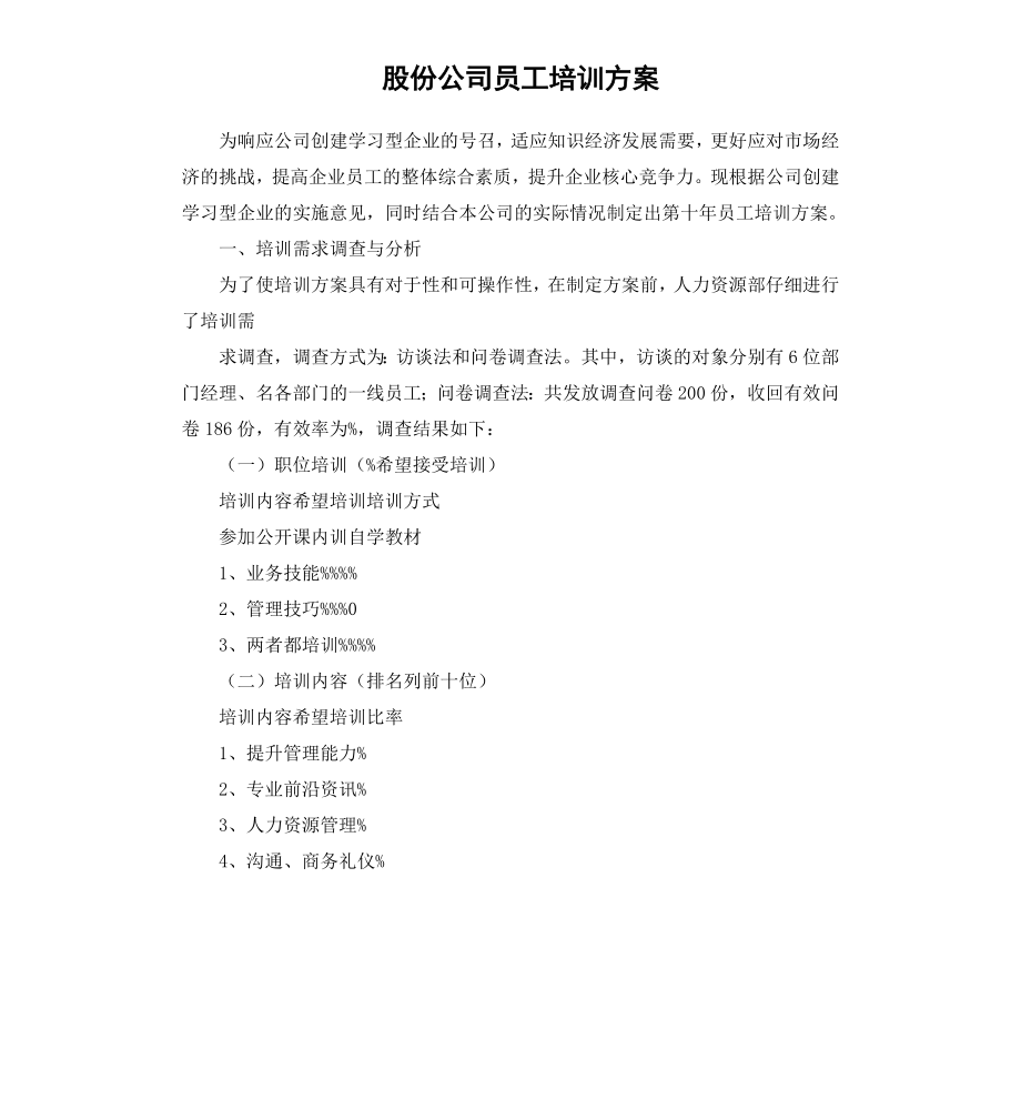 股份公司员工培训方案.docx_第1页