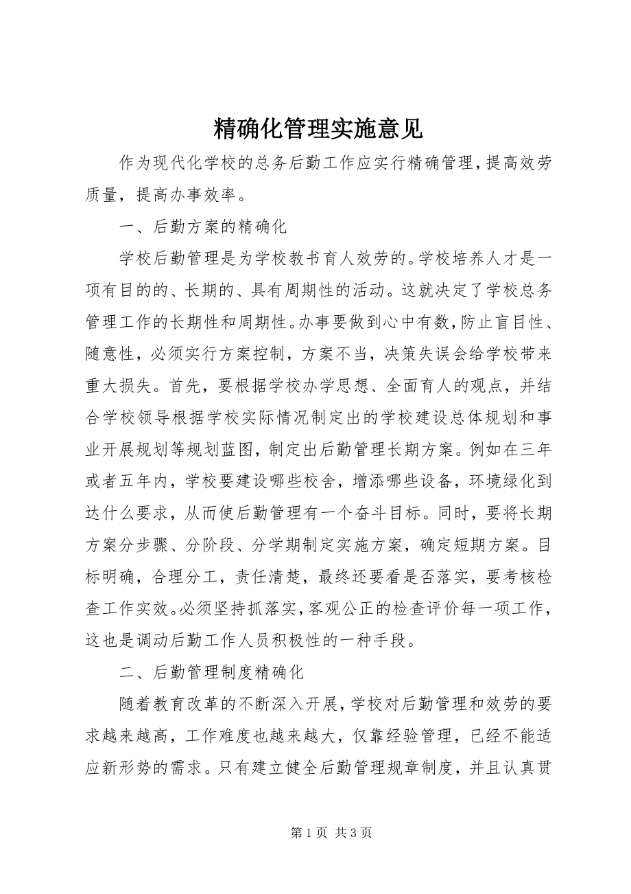 2023年精确化管理实施意见.docx_第1页