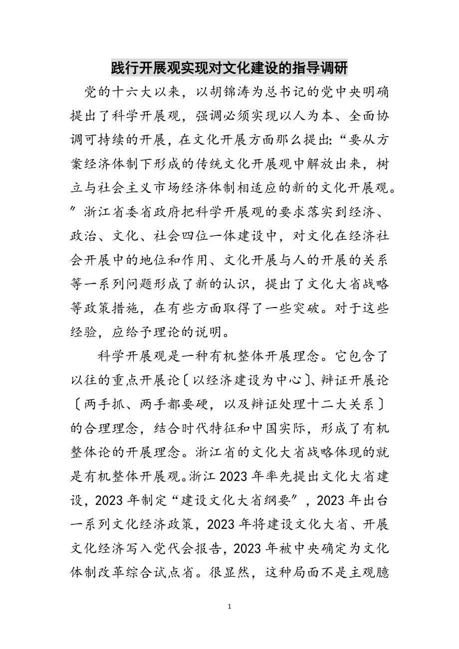 2023年践行发展观实现对文化建设的指导调研范文.doc_第1页