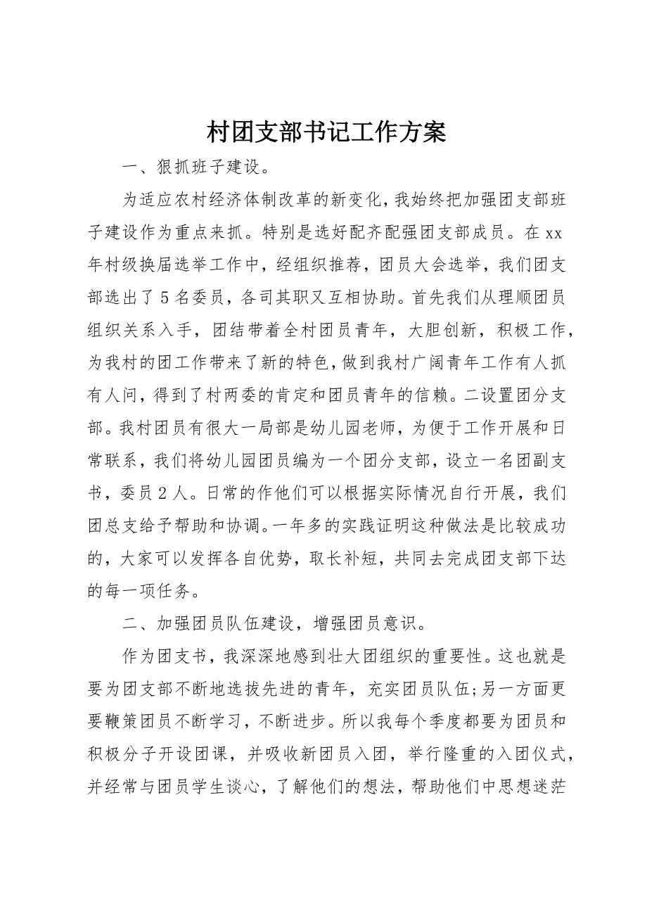 2023年村团支部书记工作计划新编.docx_第1页