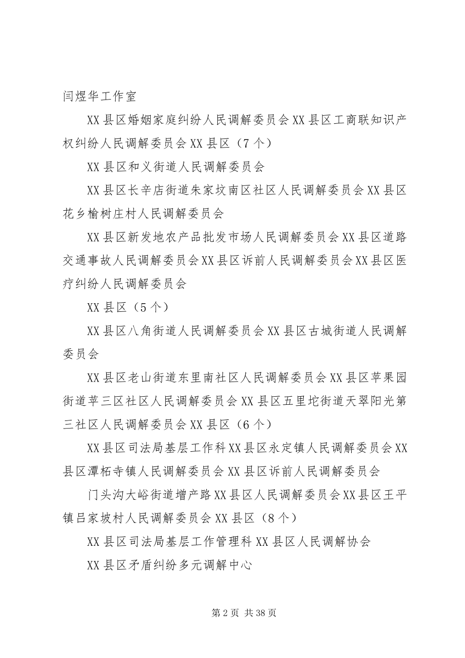 2023年北京人民调解工作先进集体和先进个人新编.docx_第2页