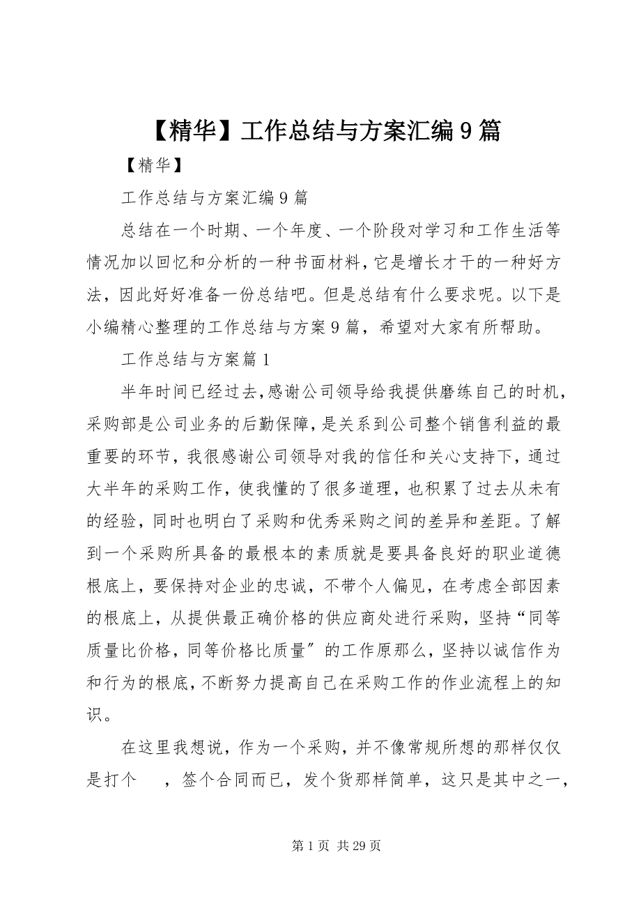 2023年精华工作总结与计划汇编9篇.docx_第1页