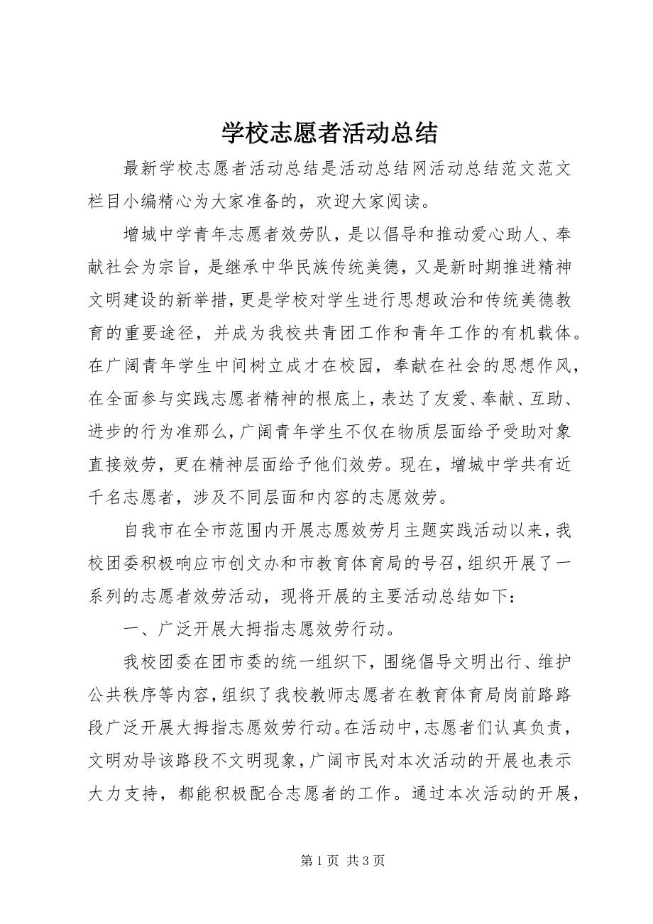 2023年学校志愿者活动总结.docx_第1页