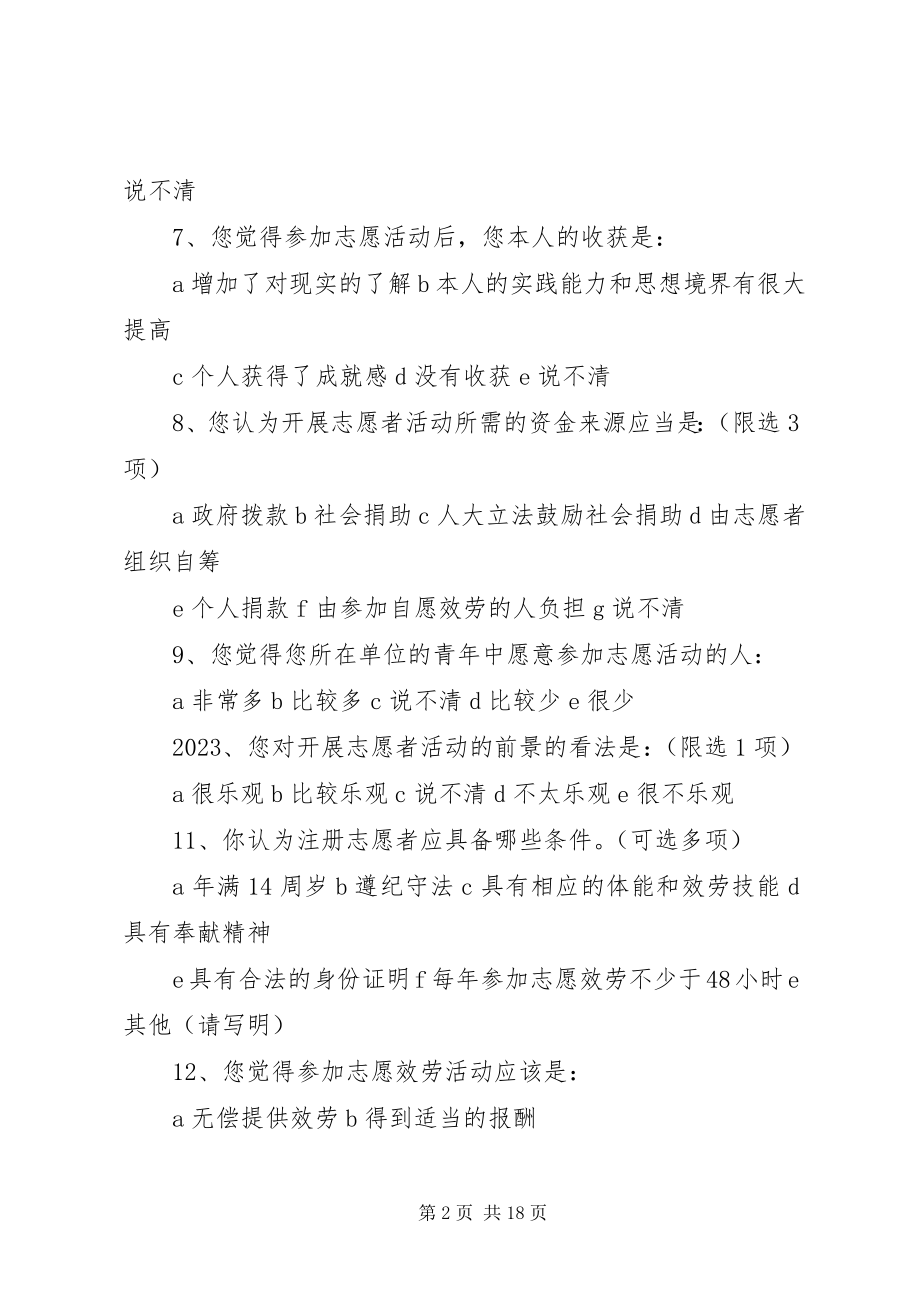 2023年志愿服务活动调查问卷.docx_第2页