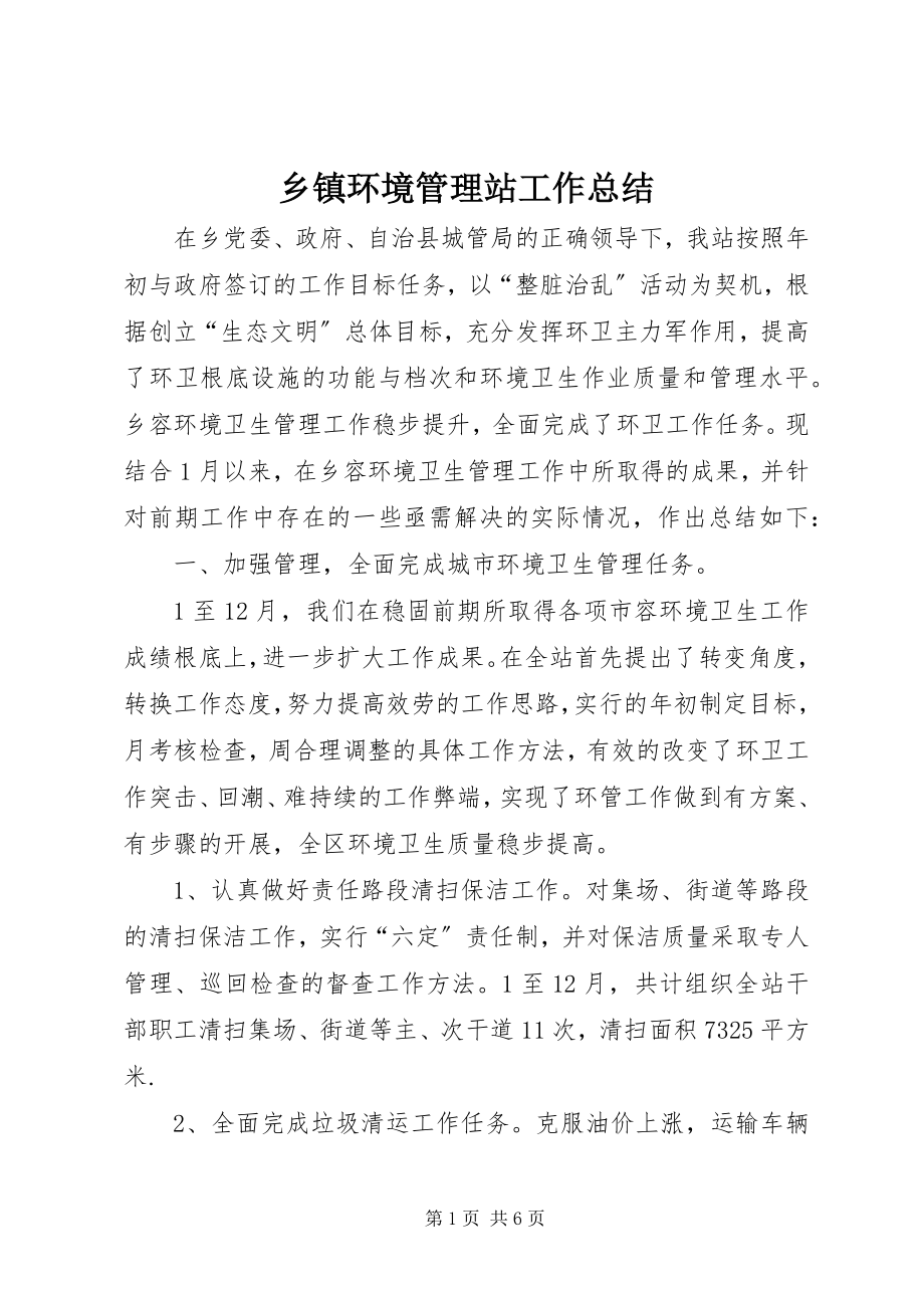 2023年乡镇环境管理站工作总结.docx_第1页