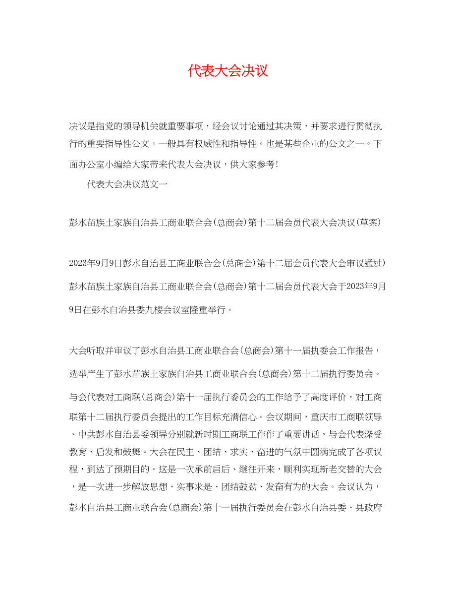 2023年代表大会决议.docx_第1页