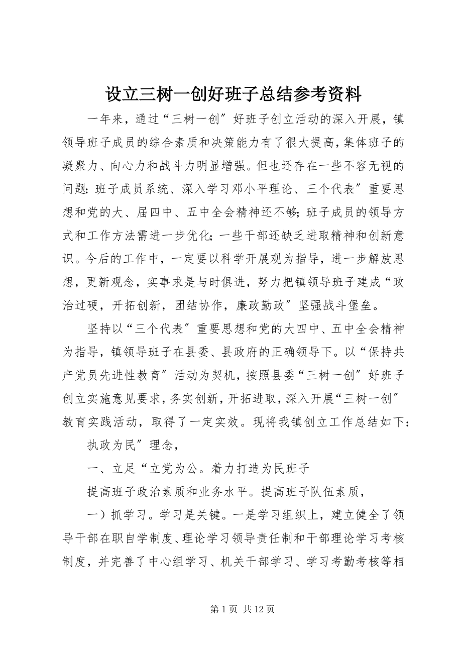 2023年设立三树一创好班子总结参考资料.docx_第1页