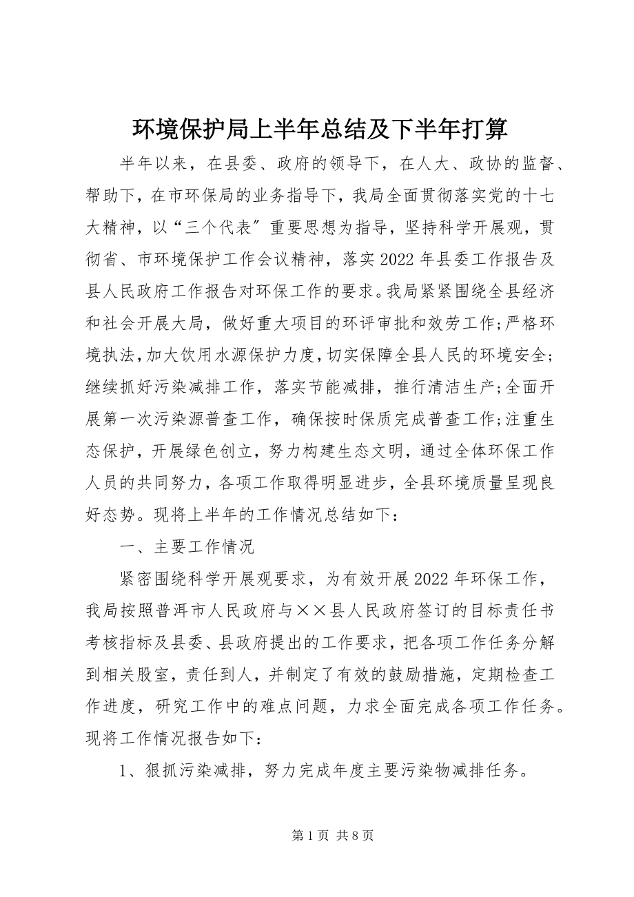 2023年环境保护局上半年总结及下半打算.docx_第1页