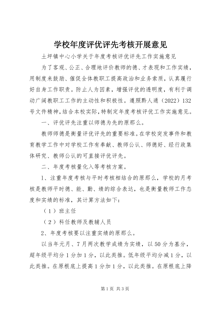 2023年学校年度评优评先考核开展意见.docx_第1页