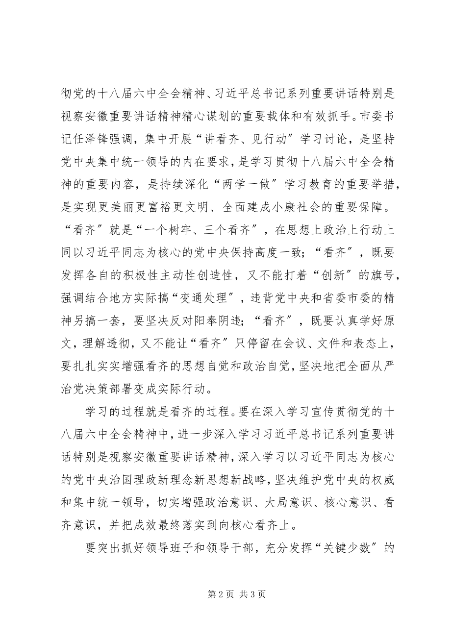 2023年讲看齐见行动专题研讨会讲话稿以强烈的使命担当“讲看齐、见行动”.docx_第2页