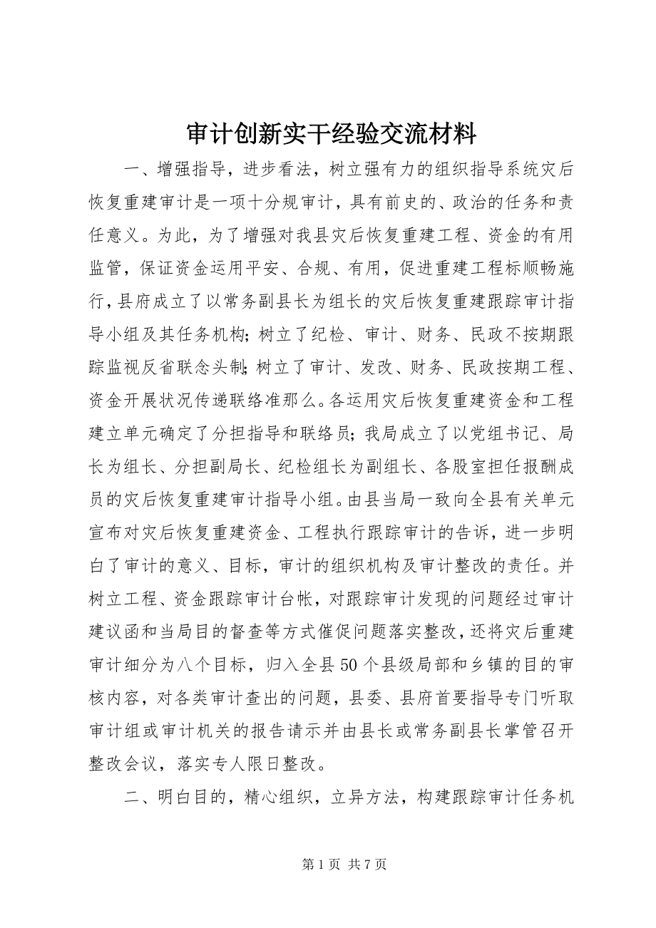 2023年审计创新实干经验交流材料.docx_第1页