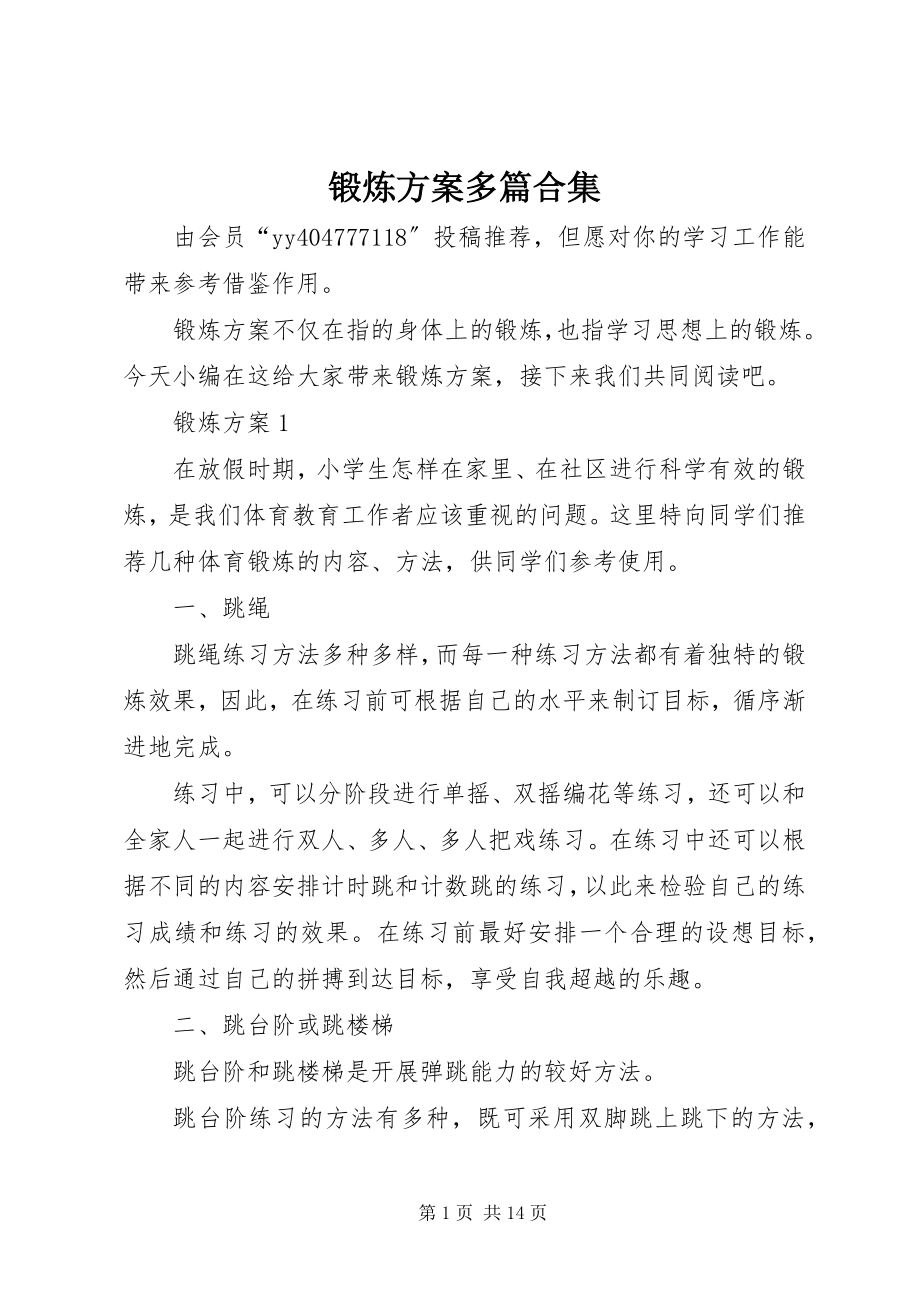 2023年锻炼计划多篇合集.docx_第1页