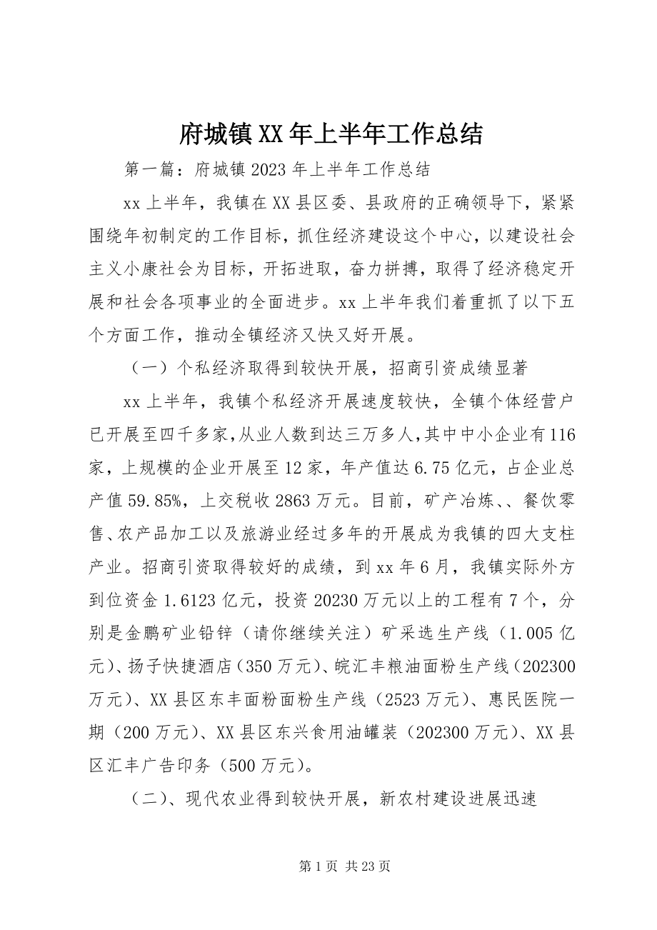 2023年府城镇某年上半年工作总结.docx_第1页