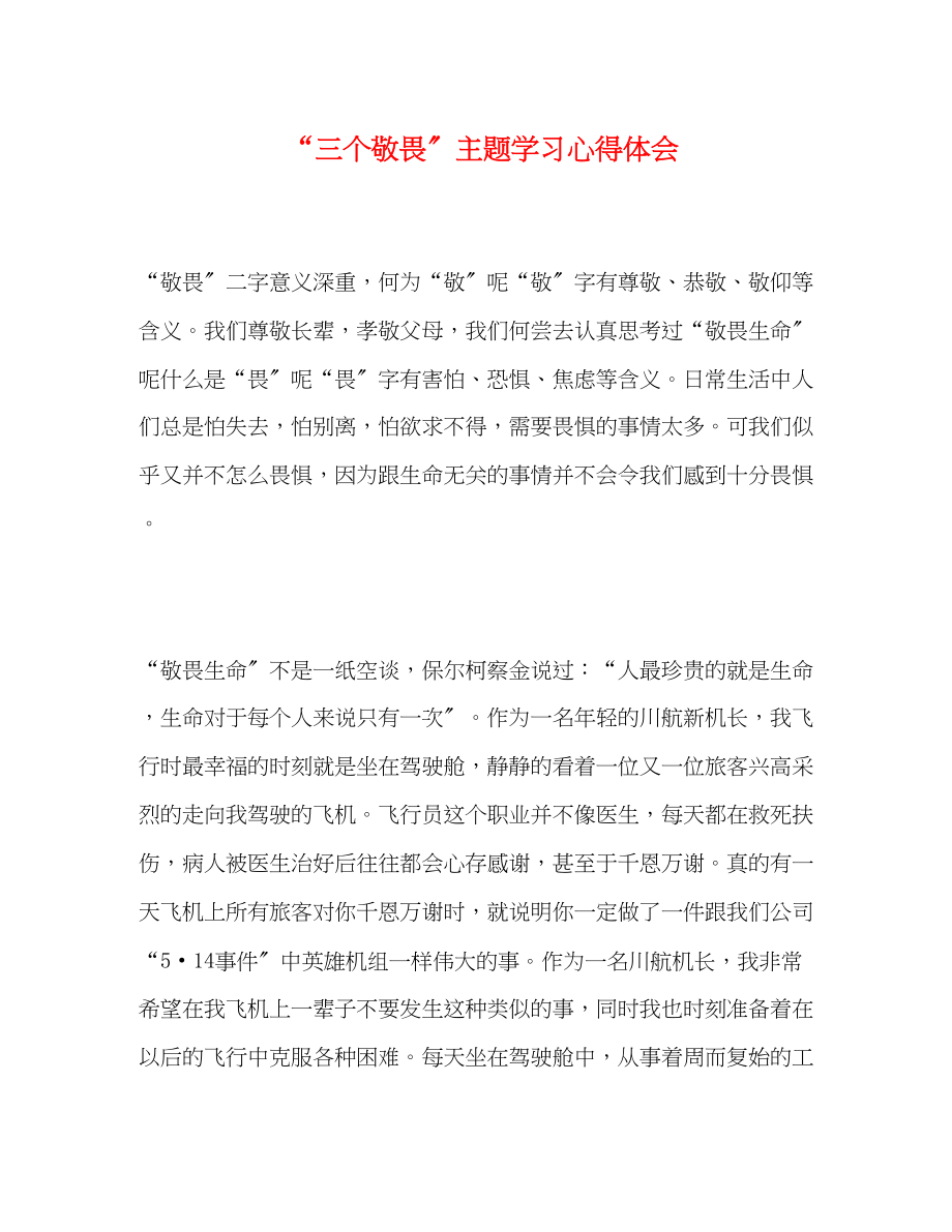 2023年三个敬畏主题学习心得体会.docx_第1页