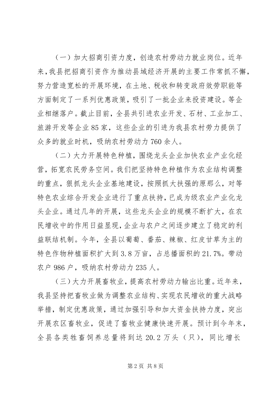 2023年农村剩余劳动力转移工作经验交流材料学习心得.docx_第2页