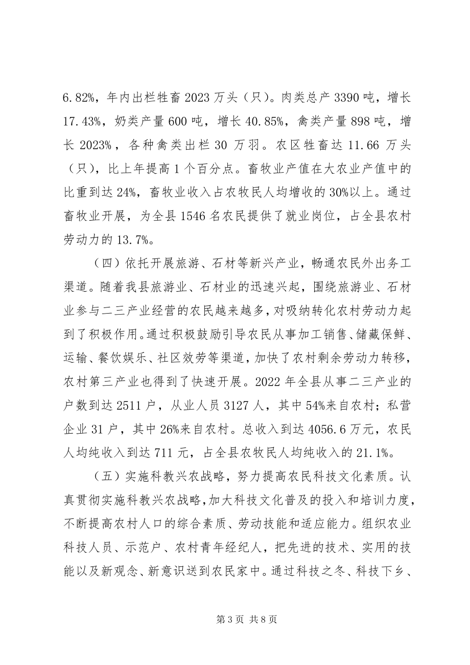 2023年农村剩余劳动力转移工作经验交流材料学习心得.docx_第3页