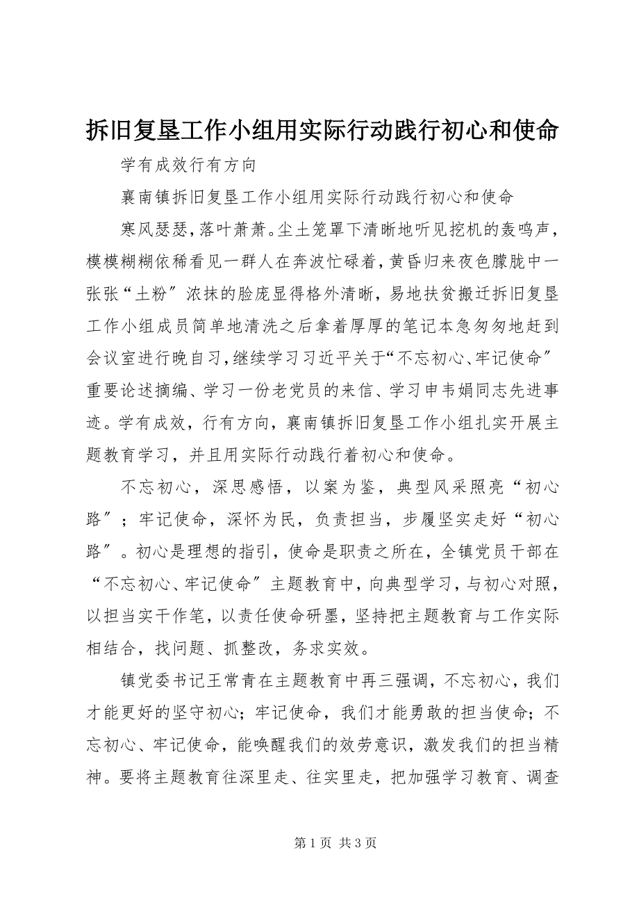 2023年拆旧复垦工作小组用实际行动践行初心和使命新编.docx_第1页