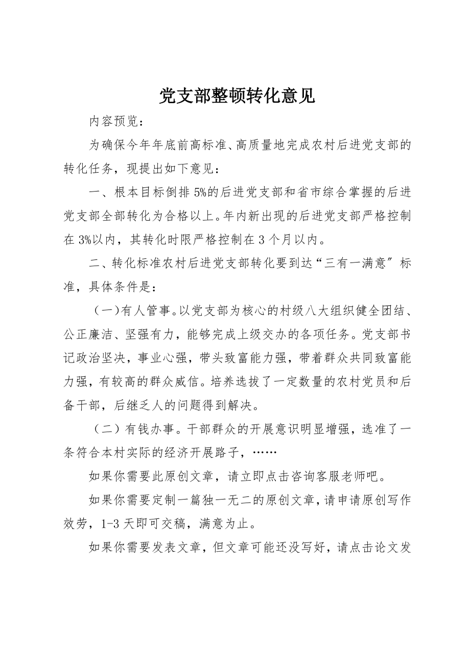 2023年党支部整顿转化意见.docx_第1页