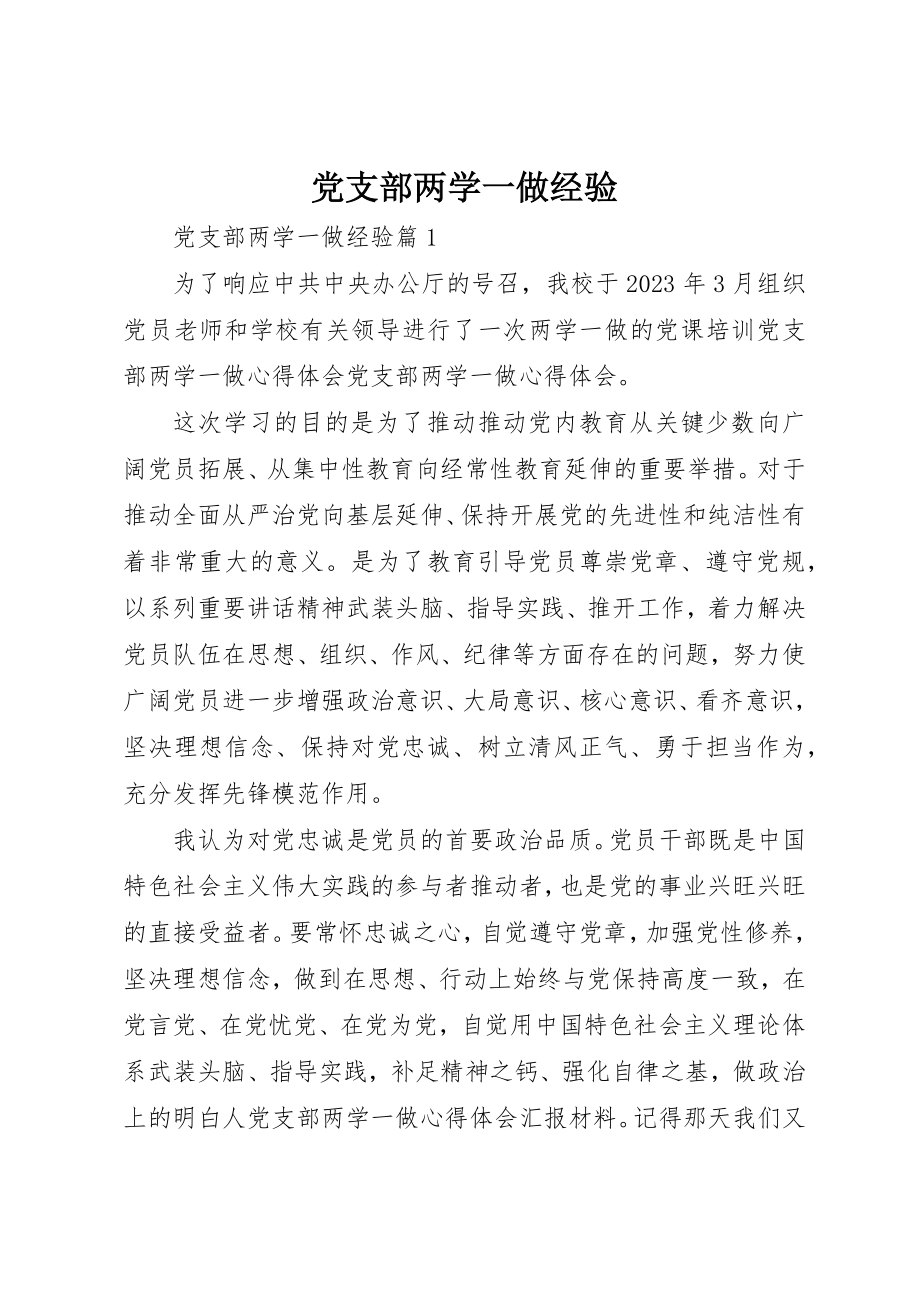 2023年党支部两学一做经验.docx_第1页