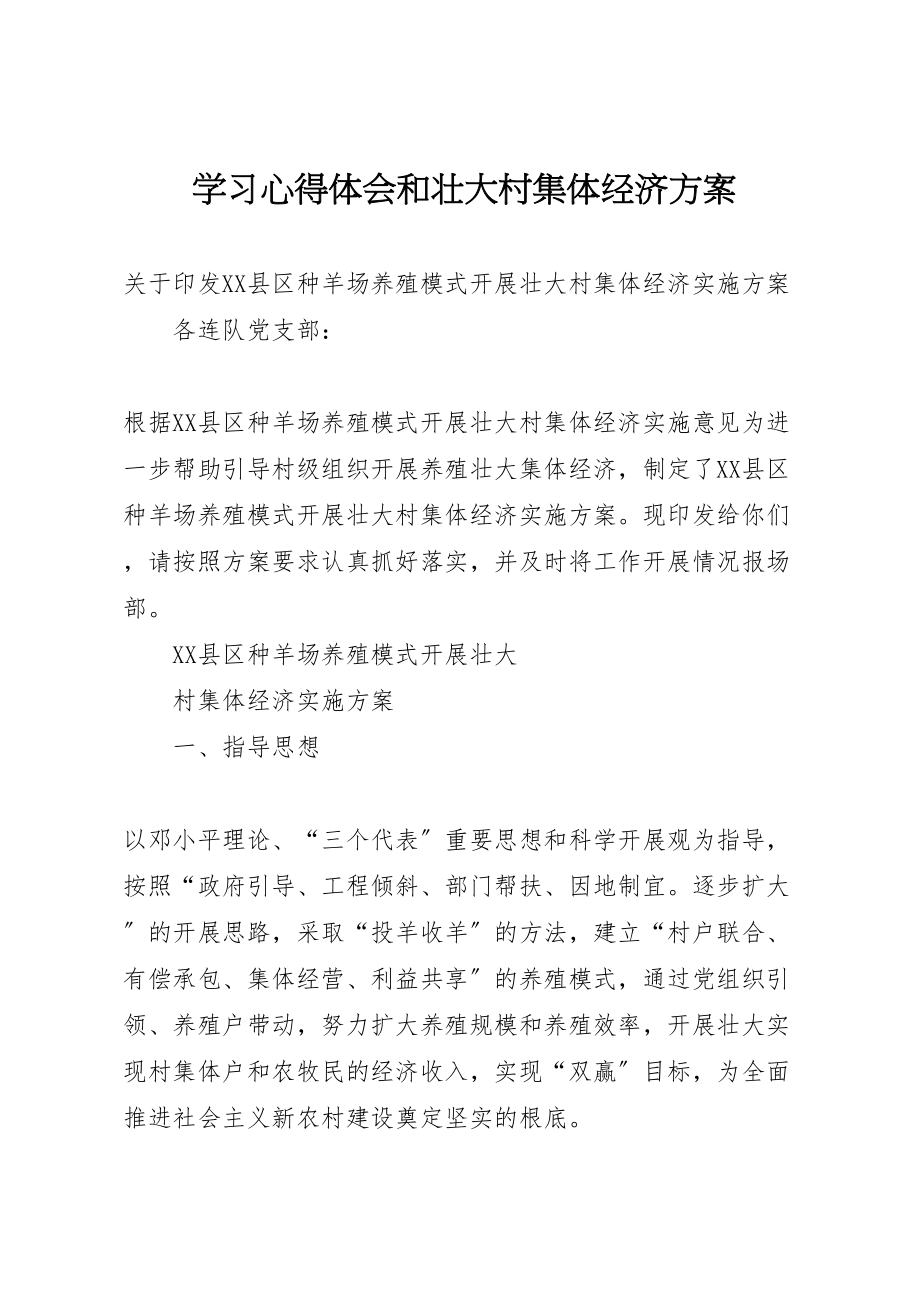 2023年学习心得体会和壮大村集体经济方案 .doc_第1页